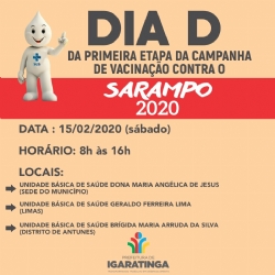 DIA D DA PRIMEIRA ETAPA DA CAMPANHA DE VACINAÇÃO CONTRA O SARAMPO 2020