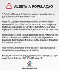 ALERTA À POPULAÇÃO