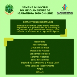 SEMANA MUNICIPAL DO MEIO AMBIENTE DE IGARATINGA 2020 ON-LINE: 07/06/2020 – Indicações de títulos sobre o meio ambiente para sensibilizar, inspirar, fazer refletir e estimular a aprendizagem PARTE 2!