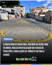 A Prefeitura de Igaratinga, por meio da Secretaria de Obras, iniciou a revitalização das faixas de pedestres e sinalização de trânsito em toda a cidade!