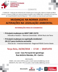 Convite: MUDANÇAS NA NORMA 15270 E ALTERAÇÕES NA LEGISLAÇÃO AMBIENTAL