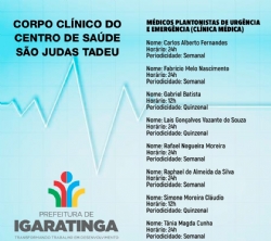Corpo Clínico do Centro de Saúde São Judas Tadeu: Médicos Plantonistas de Urgência e Emergência (Clínica Médica)