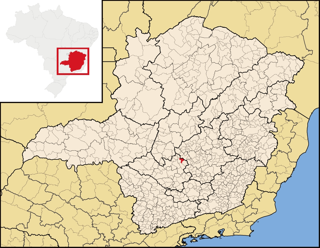 Localização de Igaratinga em Minas Gerais (área em vermelho).