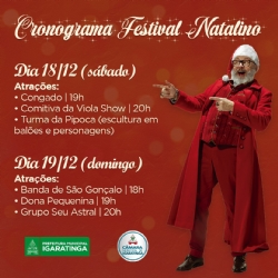 Cronograma completo do Festival Natalino.