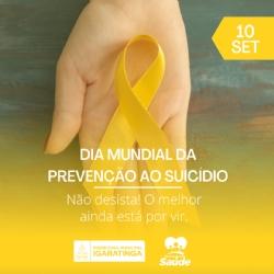 DIA 10 DE SETEMBRO - DIA MUNDIAL DE PREVENÇÃO AO SUICÍDIO