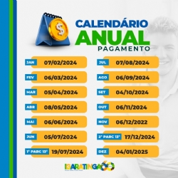 A Prefeitura de Igaratinga através da Secretaria Municipal de Administração, estabelece o calendário anual de pagamento aos servidores municipais para o exercício de 2024.