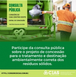 CIAS – Consórcio Intermunicipal Multifinalitário do Centro-Oeste Mineiro abre consulta pública sobre a concessão dos serviços de resíduos sólidos urbanos